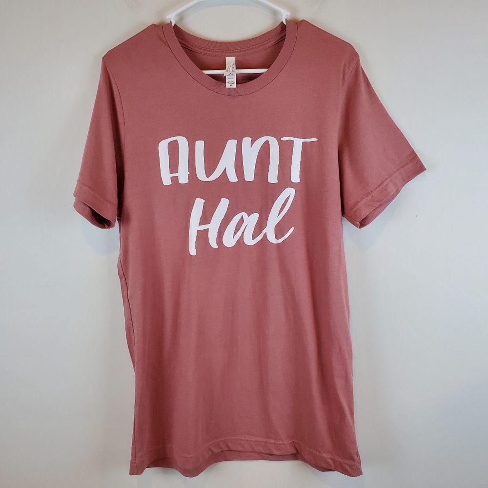 Bella Canvas Aunt Hal Novelty T Shirt Top Size Medium Dusty Pink Cotton